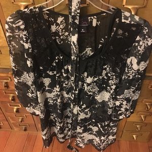 Sheer maternity top with cami underneath